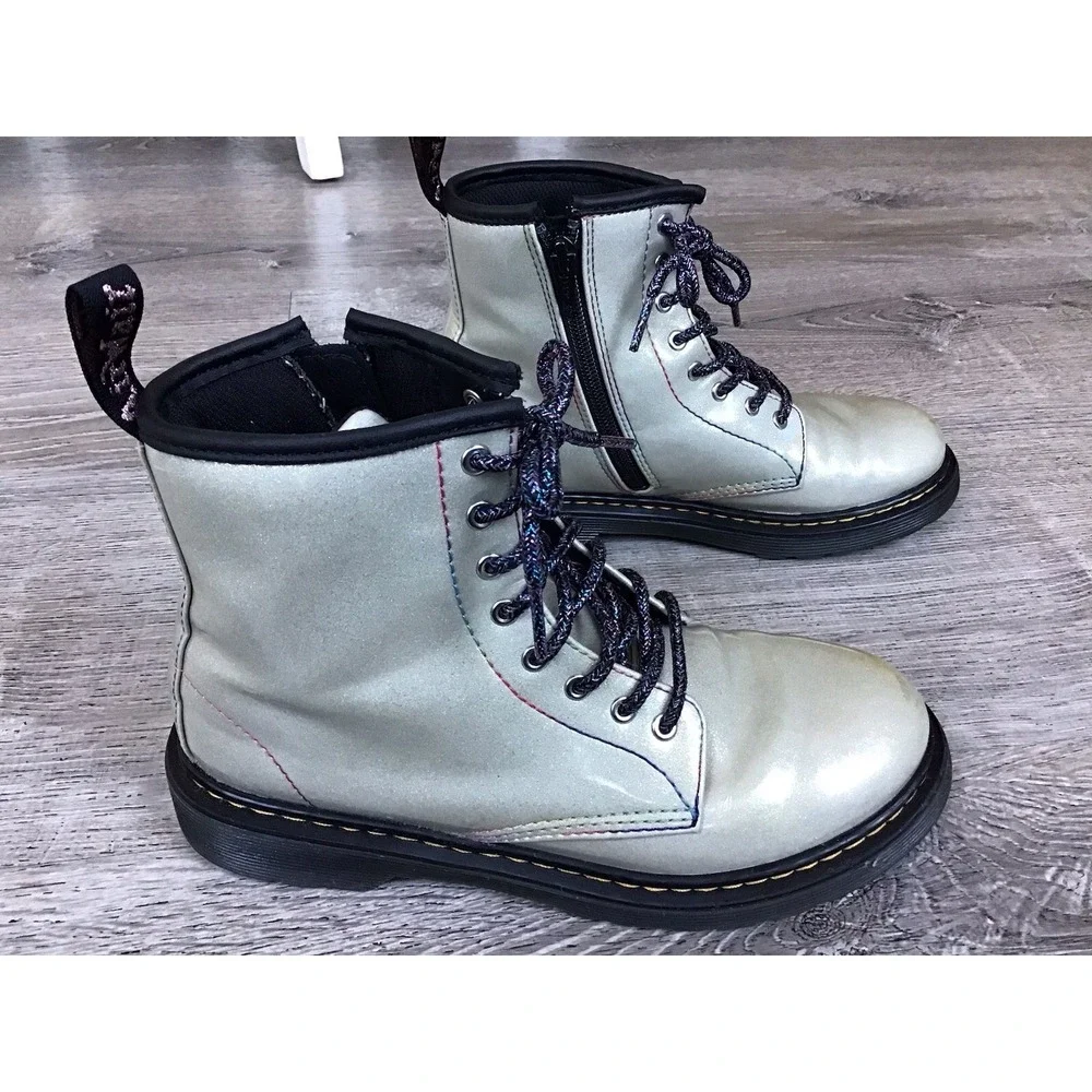 Dr Martens 1460 J Pooch Womens 5 / Youth 4 Pearl Glitter Side Zip Ankle Boots